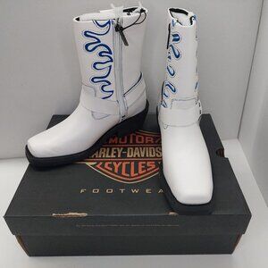 GENUINE HARLEY DAVIDSON Women's Korsen 8inch White Motorcycle Harness Boots